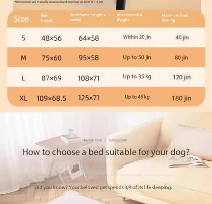 EJVS™  Breathable Dog Bed Summer Camping Cot for Large Dogs Elevated Pet Sleeping Kennel with Removable Washable Sofa Cushion Mat