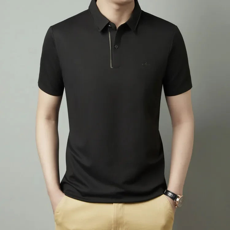 EJVS™  Men's New Polo Shirt Seamless Premium Luxury Cool Fabric Business Casual Golf Slim Fit Blouse Collar T-shirt