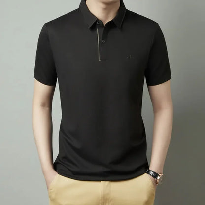 EJVS™  Men's New Polo Shirt Seamless Premium Luxury Cool Fabric Business Casual Golf Slim Fit Blouse Collar T-shirt