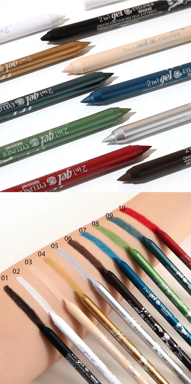 EJVS™  Waterproof Eyeliner Long Lasting Pencil Colourful Pigment