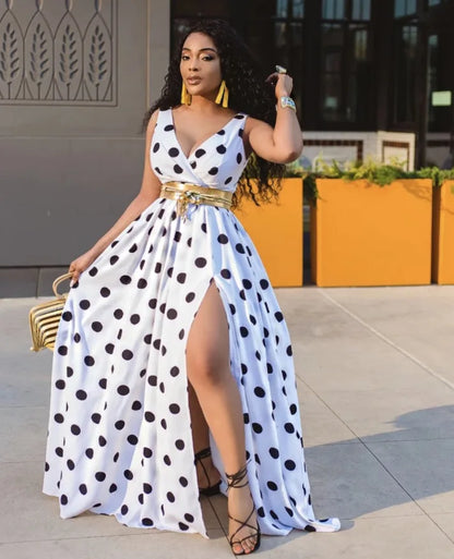 EJVS™  Summer Boho Sleeveless Slim Print Side Slit Party Maxi Dresses