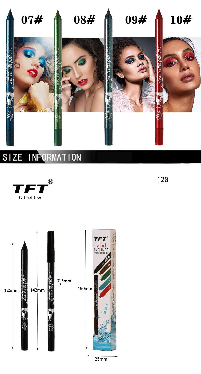 EJVS™  Waterproof Eyeliner Long Lasting Pencil Colourful Pigment