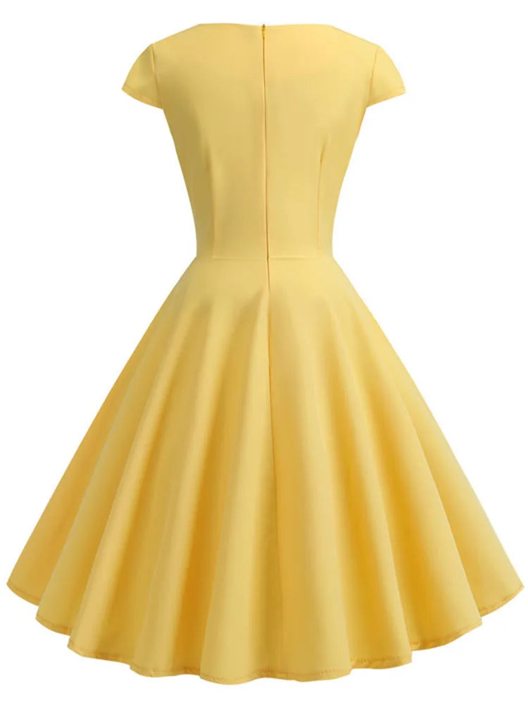 EJVS™ Retro Party Office Midi Dress