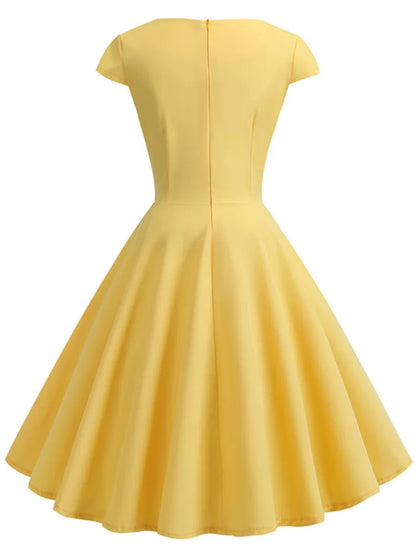 EJVS™ Retro Party Office Midi Dress