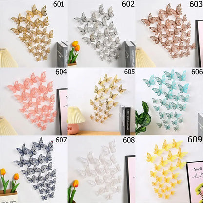 EJVS™ 12-Piece 3D Hollow Butterfly Wall Stickers