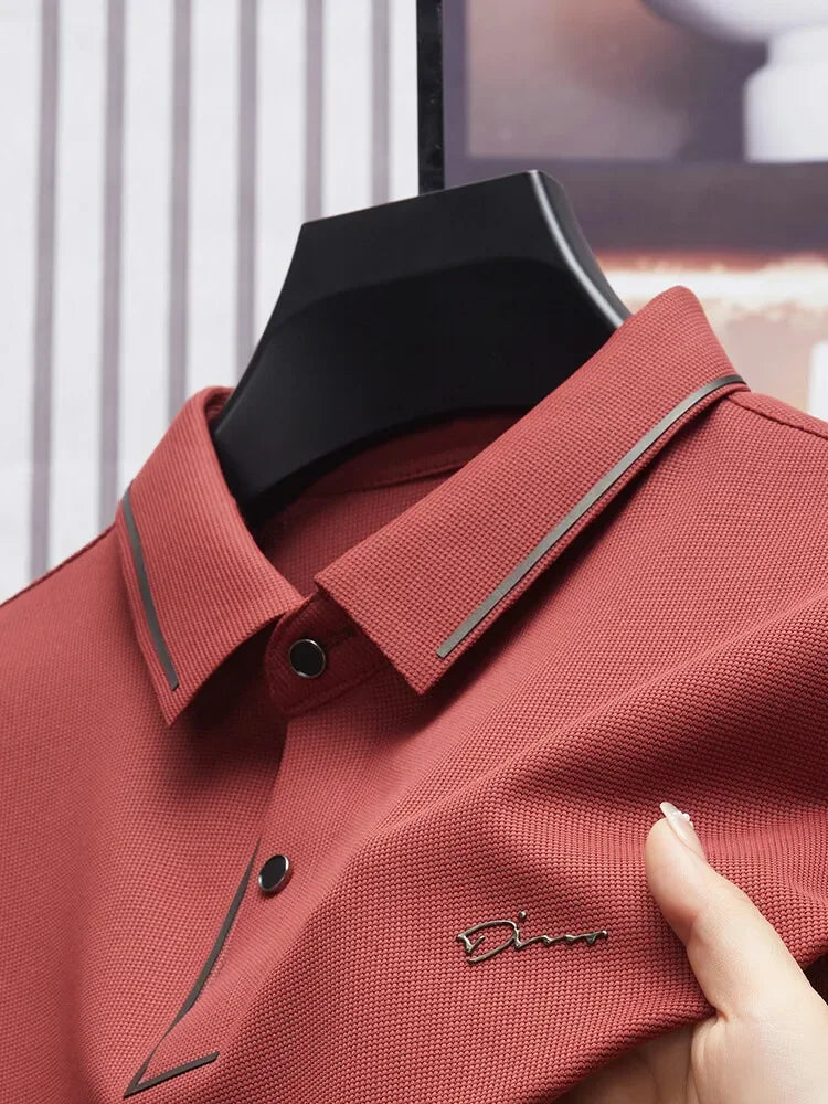 EJVS™  Men's New Polo Shirt Seamless Premium Luxury Cool Fabric Business Casual Golf Slim Fit Blouse Collar T-shirt