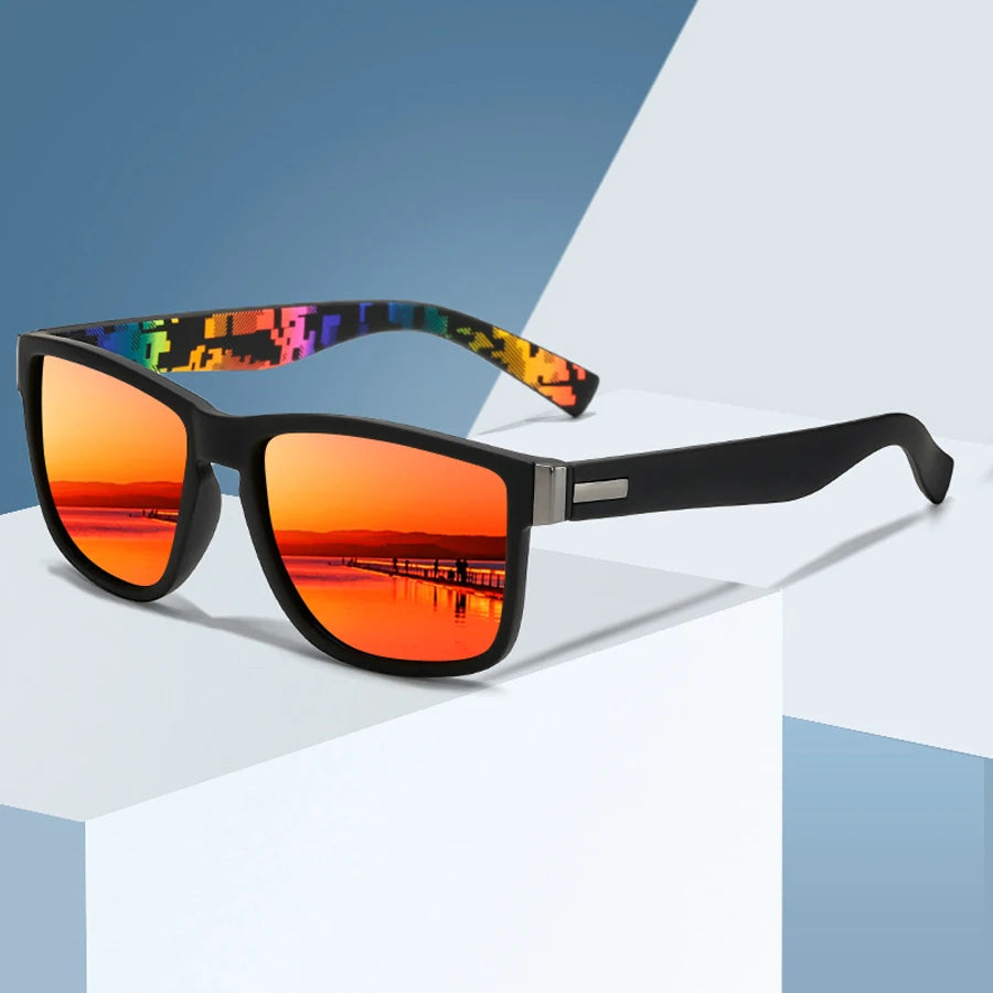 EJVS™  Fashion Vintage Eyewear ﻿Pattern Square  Sunglasses Men Women Fishing Driving Man Luxury Brand Designer Sun Glasses
