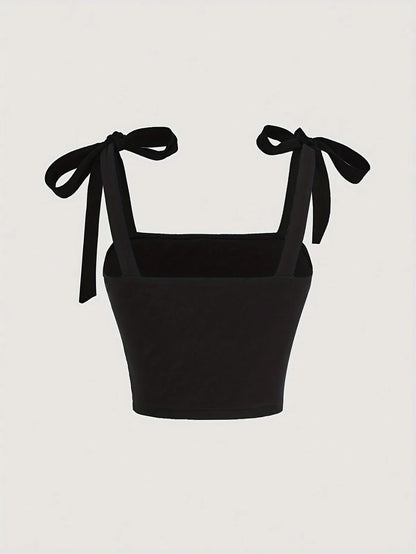 EJVS™ Tie Shoulder Ruched Crop Top