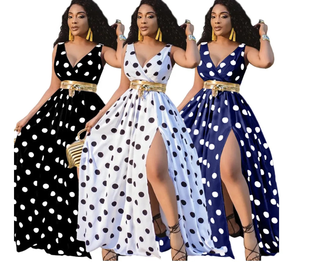 EJVS™  Summer Boho Sleeveless Slim Print Side Slit Party Maxi Dresses