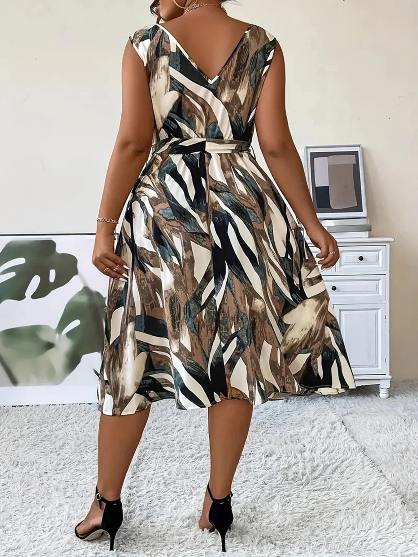 EJVS™ Elegant Women's Printed Work Dress