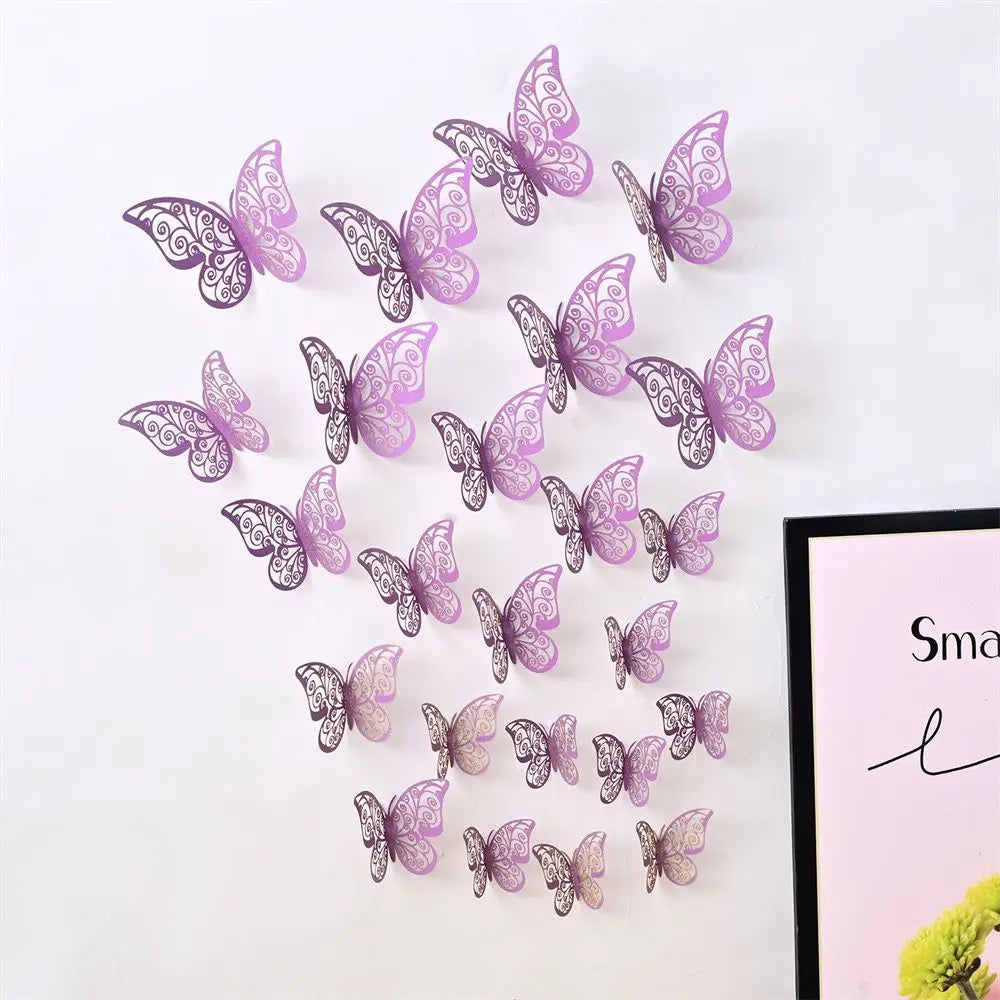 EJVS™ 12-Piece 3D Hollow Butterfly Wall Stickers