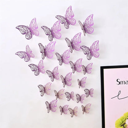 EJVS™ 12-Piece 3D Hollow Butterfly Wall Stickers