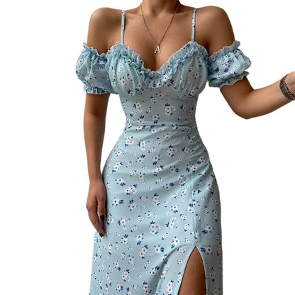 EJVS™ Elegant Floral Print Split Dress