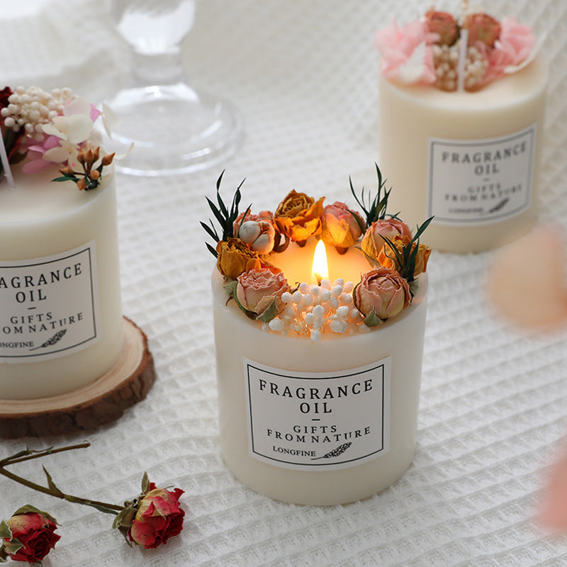 EJVS™ Scented Pillar Candles with Dried Flowers