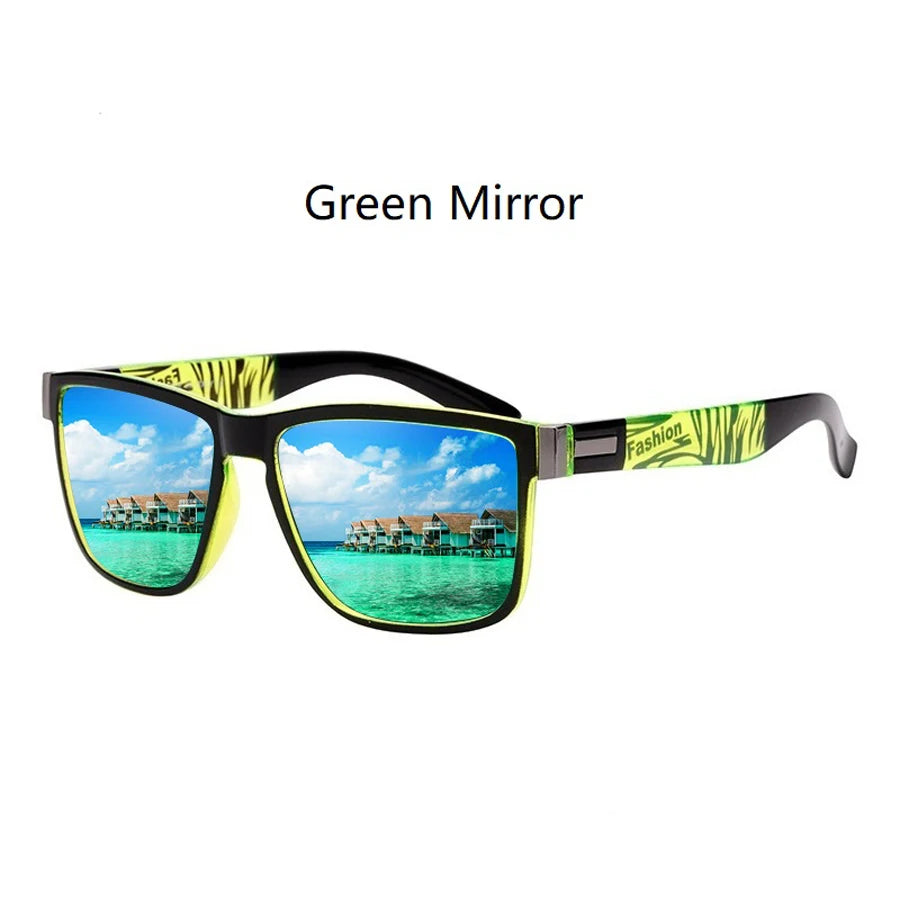 EJVS™  Fashion Vintage Eyewear ﻿Pattern Square  Sunglasses Men Women Fishing Driving Man Luxury Brand Designer Sun Glasses