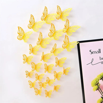 EJVS™ 12-Piece 3D Hollow Butterfly Wall Stickers