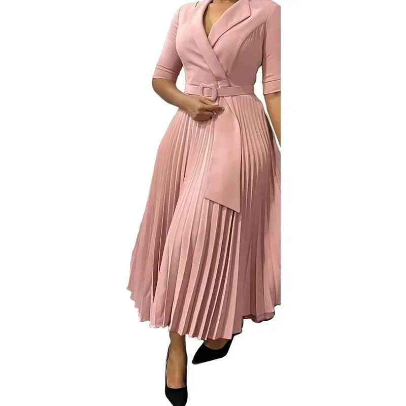 EJVS™  Dashiki Elegant African Pleated Dresses V-Neck Polyester