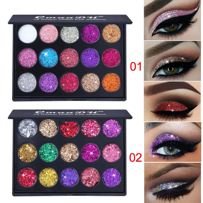 EJVS™ 15 Colors Glitter Eyeshadow Tray