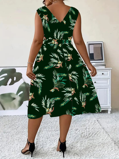 EJVS™ Elegant Women's Printed Work Dress
