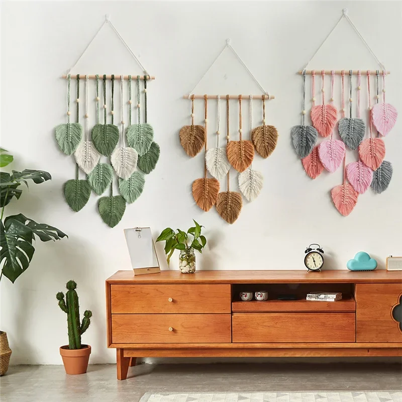 EJVS™ Leaf Macrame Wall Hanging Boho Woven