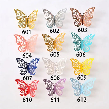 EJVS™ 12-Piece 3D Hollow Butterfly Wall Stickers