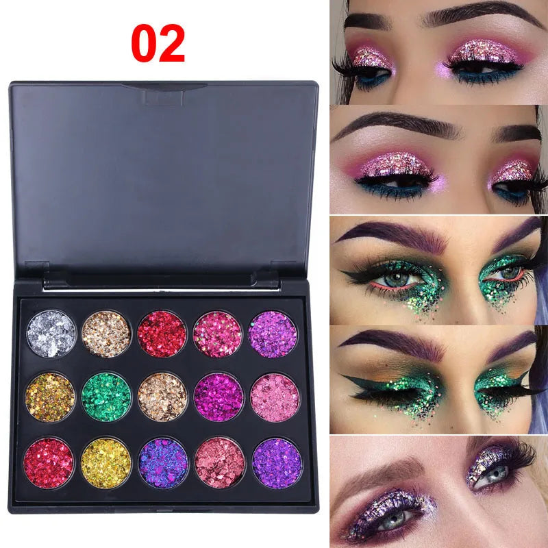 EJVS™ 15 Colors Glitter Eyeshadow Tray