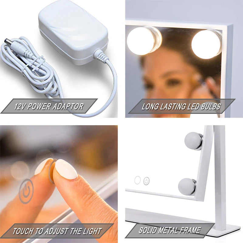 EJVS™ Arched LED Makeup Mirror – 10x Magnification