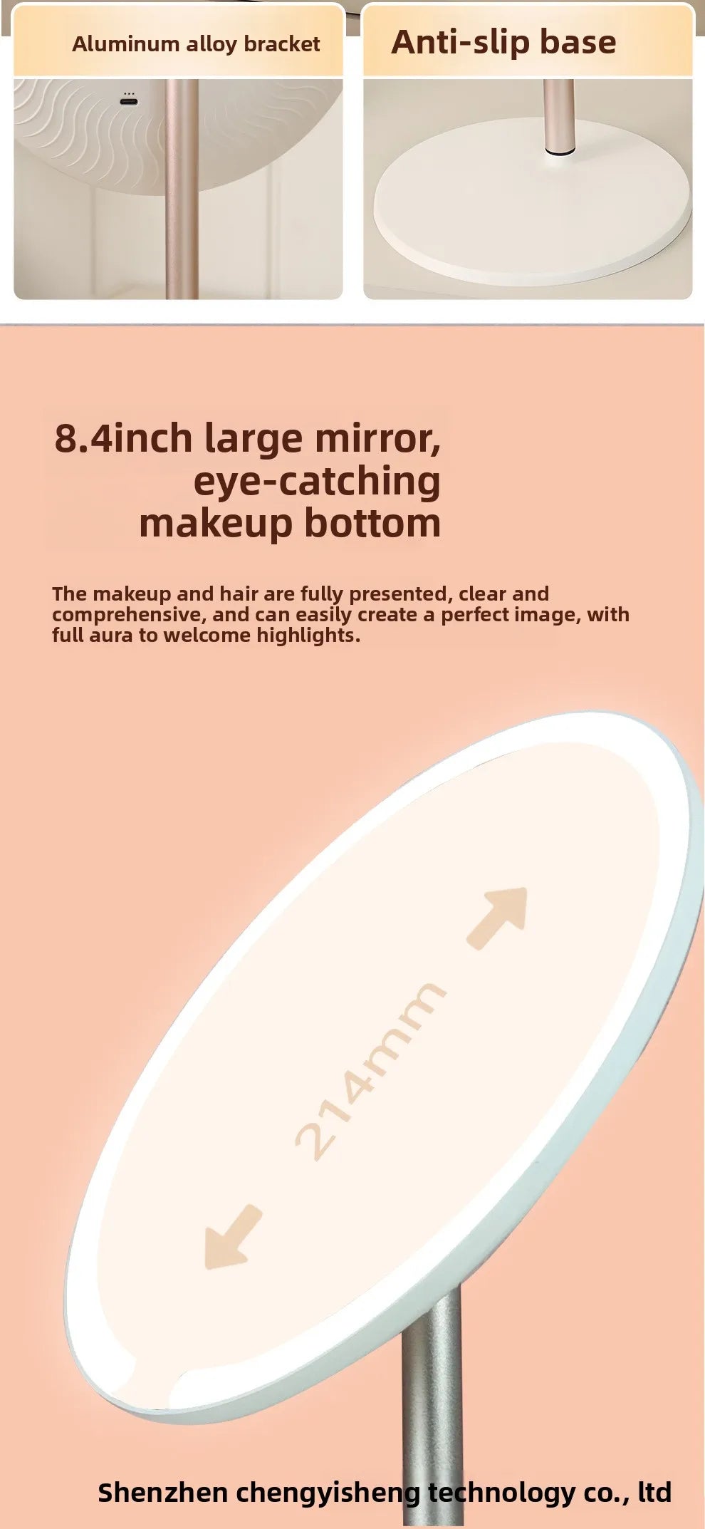 EJVS™ LED Round Desktop Makeup Mirror