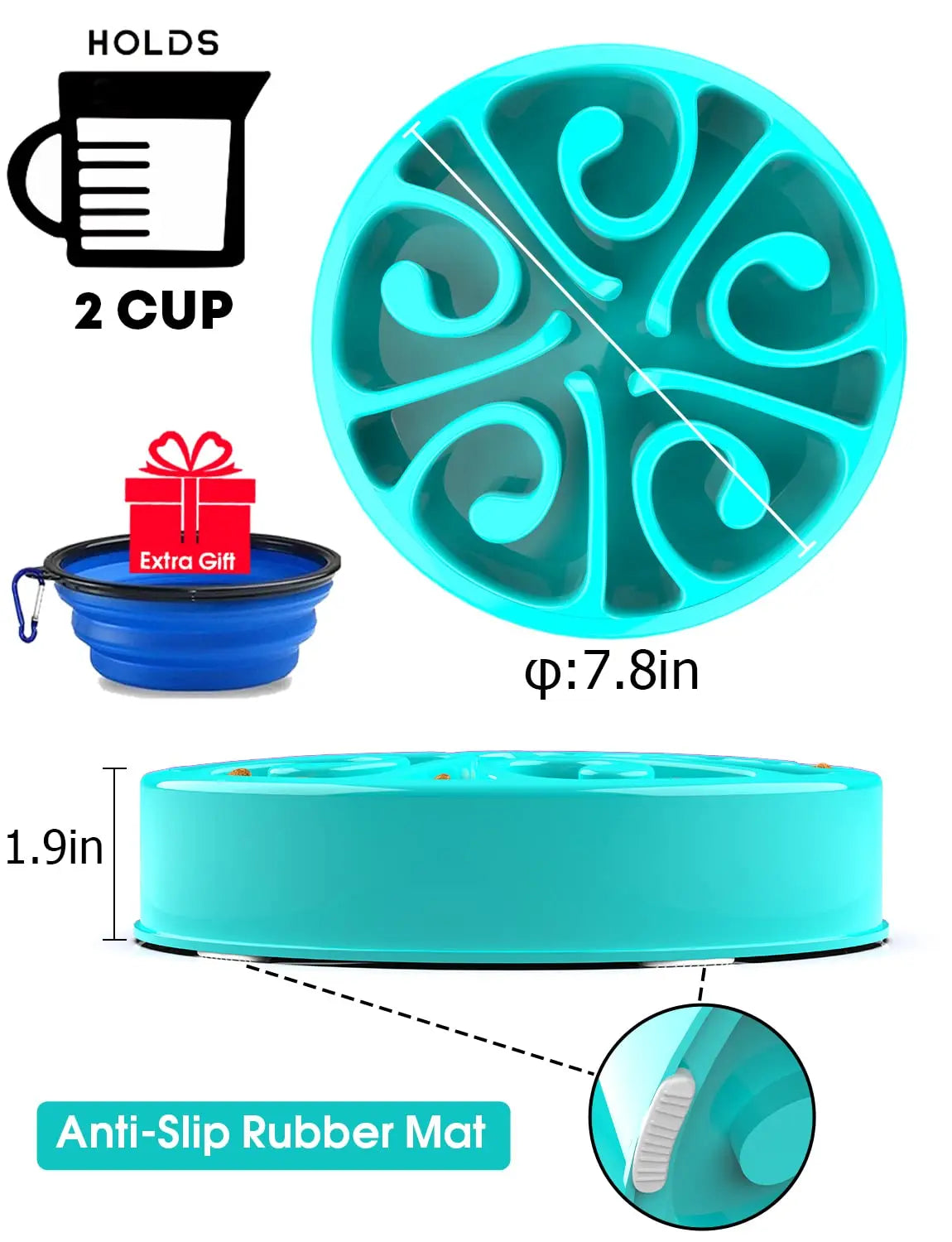 EJVS™  Pet Non Slip Anti-Gulping Slower Food Feeding Dishes