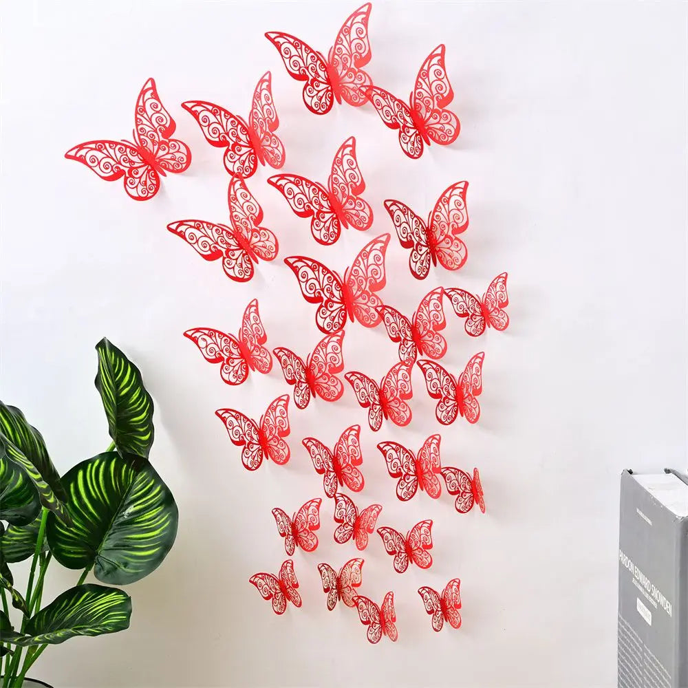 EJVS™ 12-Piece 3D Hollow Butterfly Wall Stickers