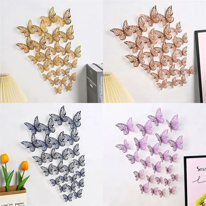 EJVS™ 12-Piece 3D Hollow Butterfly Wall Stickers