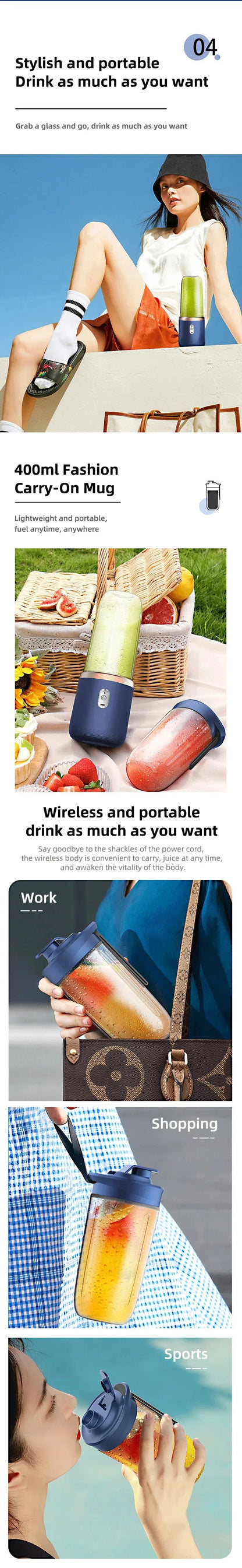 EJVS™  400ml Portable USB Travel Blender