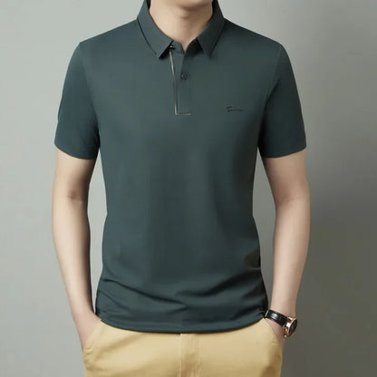 EJVS™  Men's New Polo Shirt Seamless Premium Luxury Cool Fabric Business Casual Golf Slim Fit Blouse Collar T-shirt