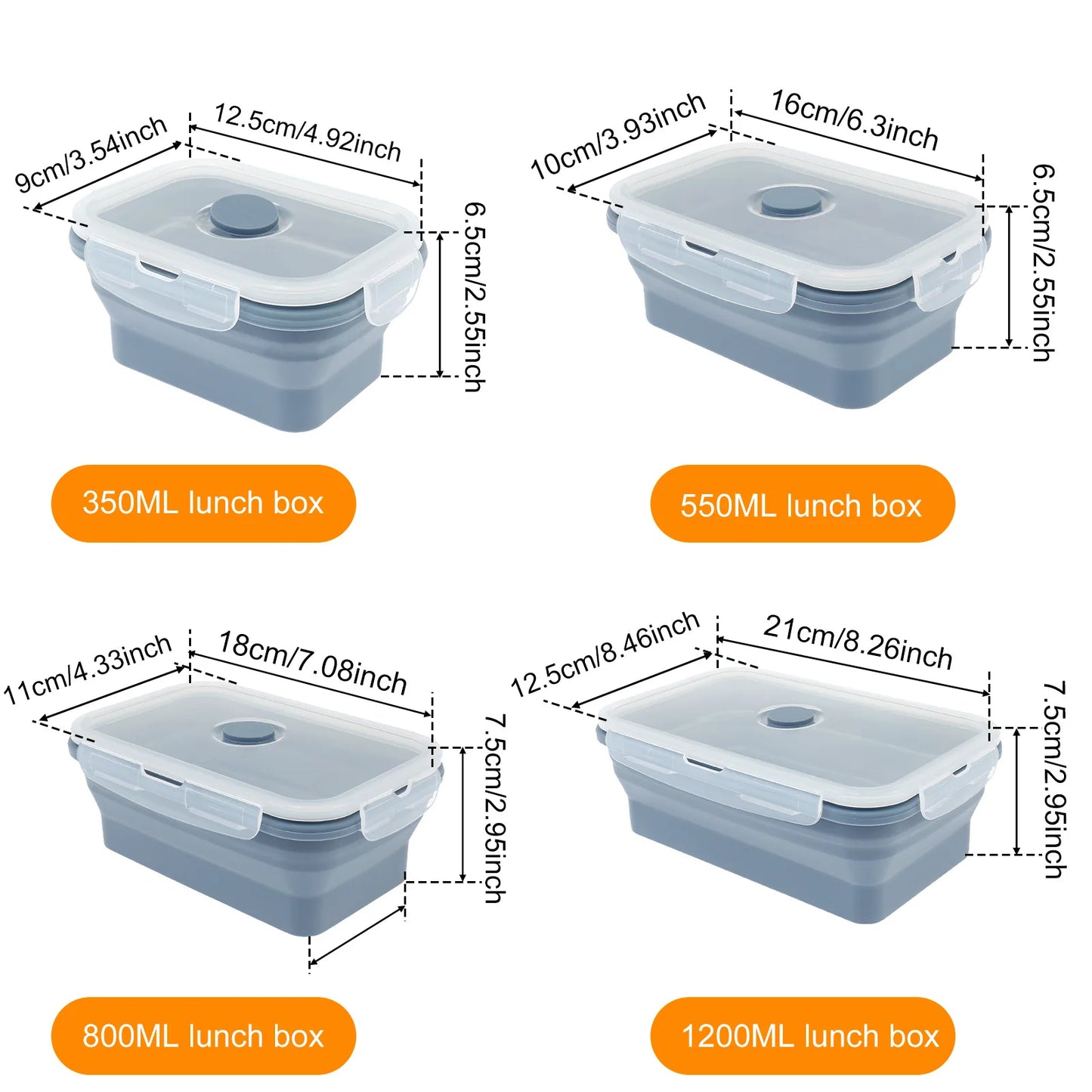 EJVS™ 4-Pack Silicone Food Storage Containers – Microwave & Temperature Resistant