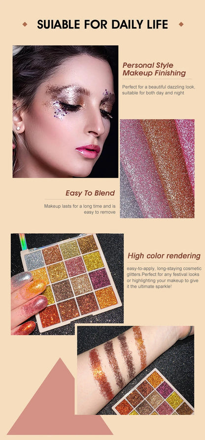 EJVS™ 16 Colors Glitter Eyeshadow