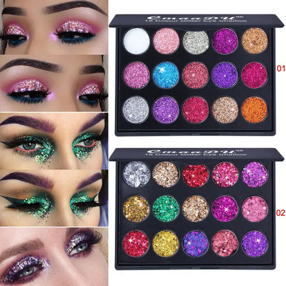 EJVS™ 15 Colors Glitter Eyeshadow Tray