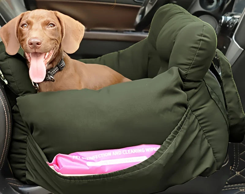 EJVS™  Dog Car Bed/Seat with Safety Belt - Non-Slip Pet Car Bed for Small Dogs, Washable Travel Carrier with Secure Straps for Safe Car