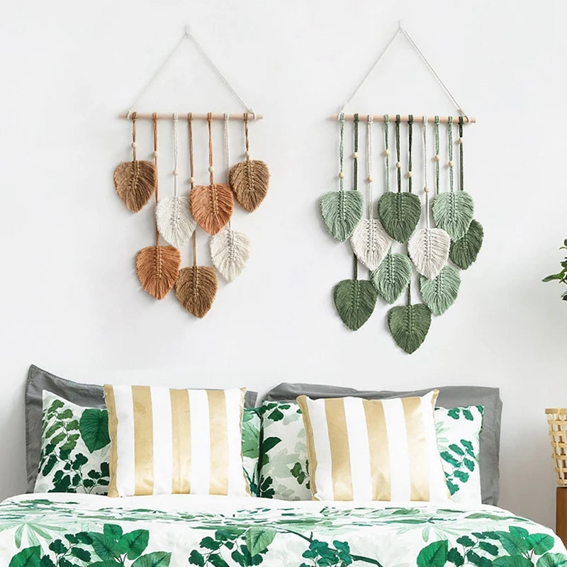 EJVS™ Leaf Macrame Wall Hanging Boho Woven
