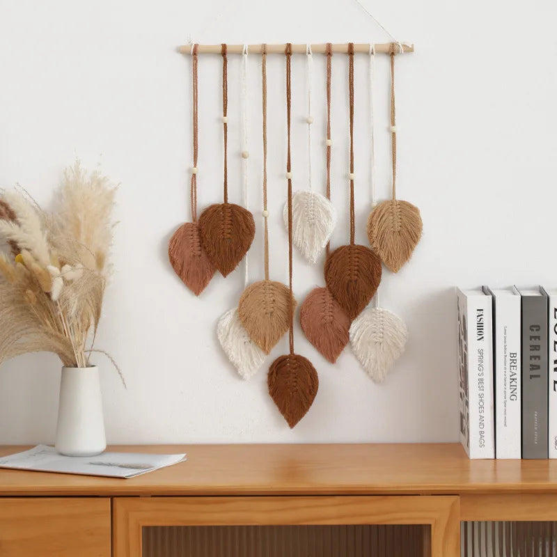EJVS™ Leaf Macrame Wall Hanging Boho Woven