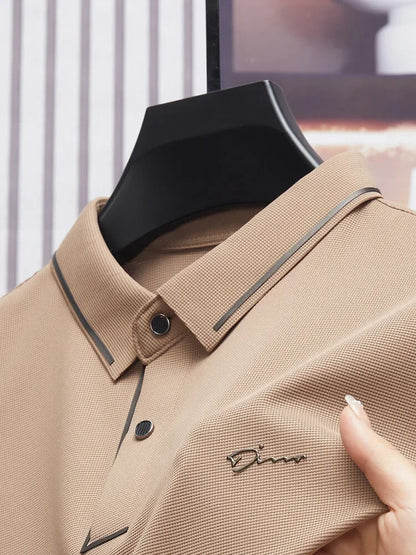 EJVS™  Men's New Polo Shirt Seamless Premium Luxury Cool Fabric Business Casual Golf Slim Fit Blouse Collar T-shirt