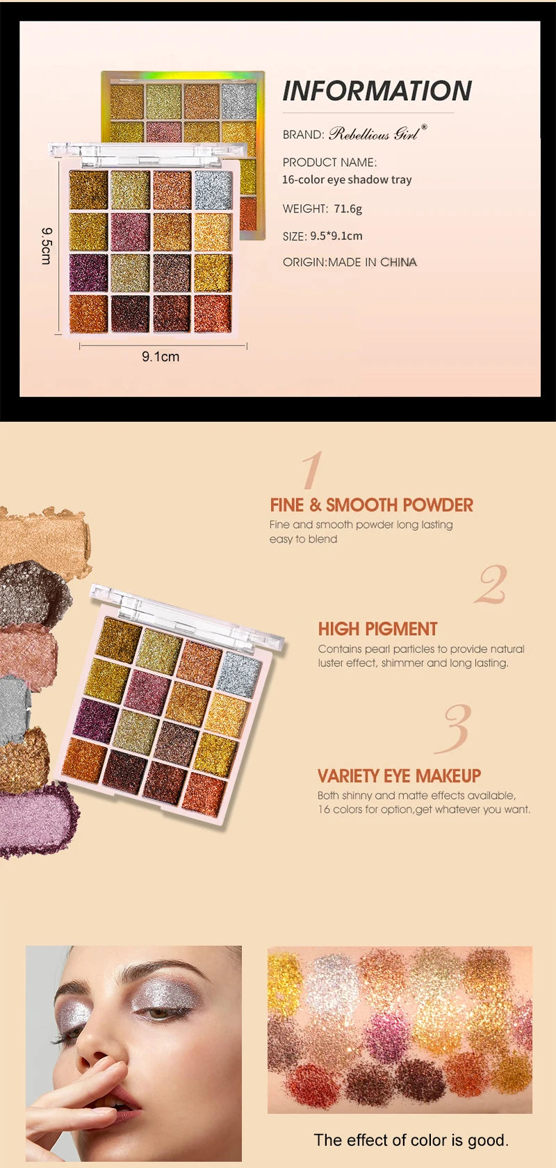 EJVS™ 16 Colors Glitter Eyeshadow