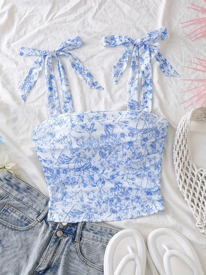 EJVS™ Tie Shoulder Ruched Crop Top