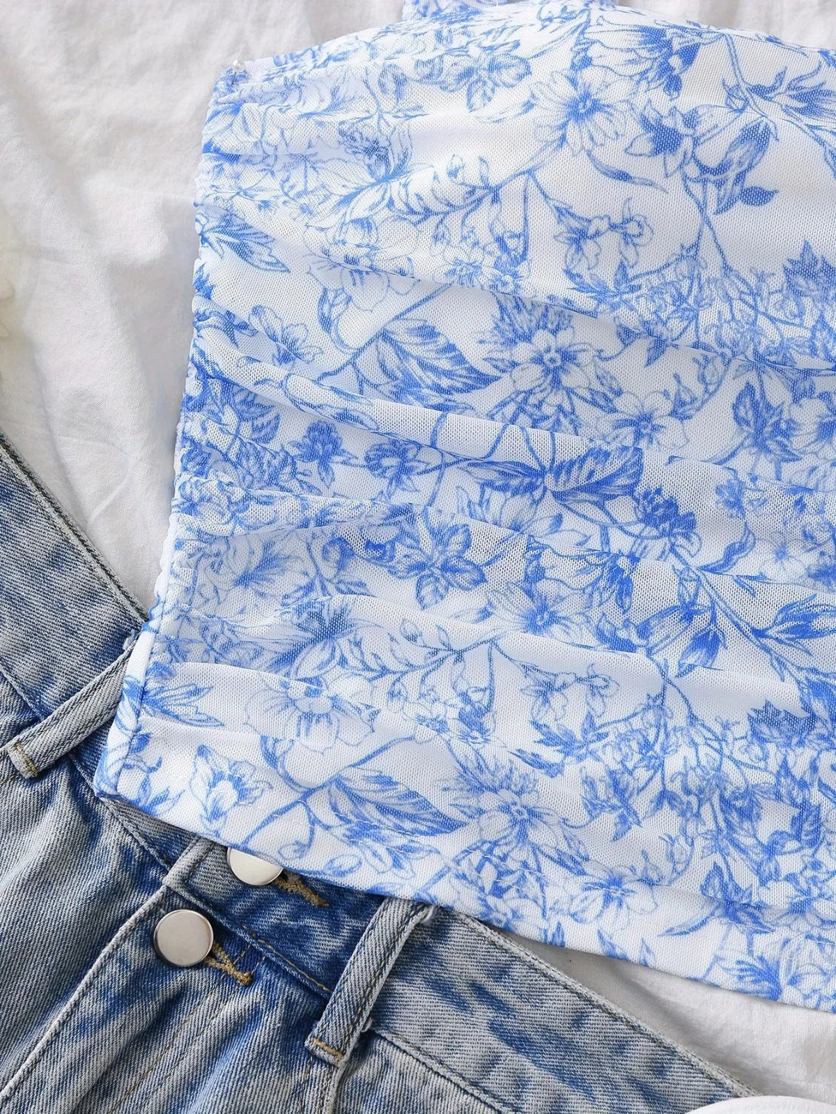 EJVS™ Tie Shoulder Ruched Crop Top
