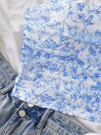 EJVS™ Tie Shoulder Ruched Crop Top