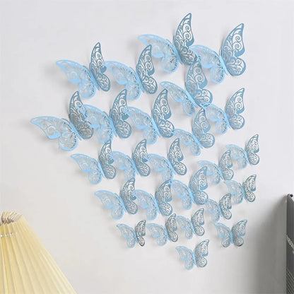 EJVS™ 12-Piece 3D Hollow Butterfly Wall Stickers