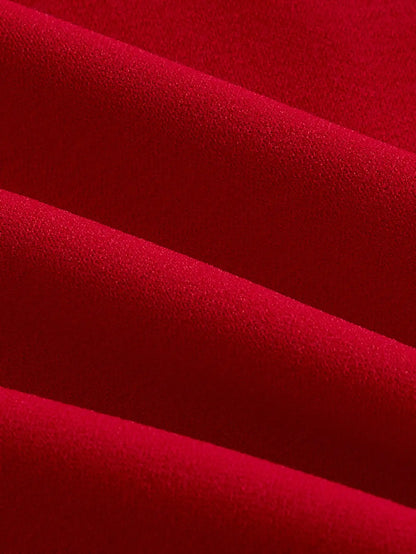 EJVS™ Red Bow Halter Pleated Dress