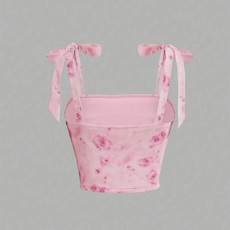 EJVS™ Tie Shoulder Ruched Crop Top