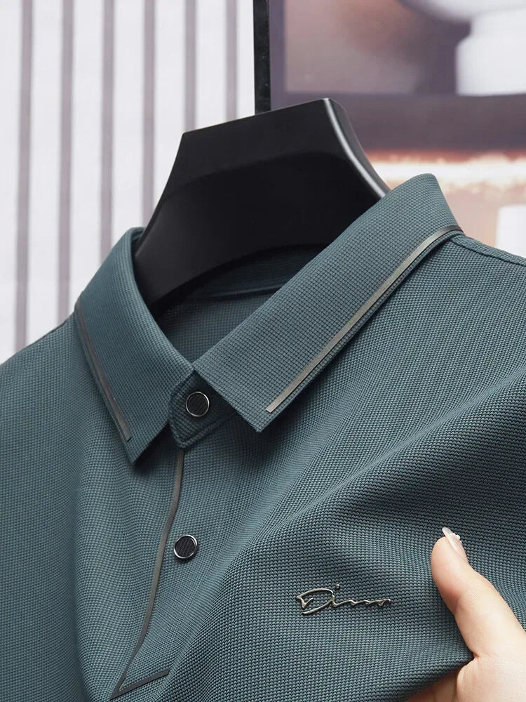 EJVS™  Men's New Polo Shirt Seamless Premium Luxury Cool Fabric Business Casual Golf Slim Fit Blouse Collar T-shirt