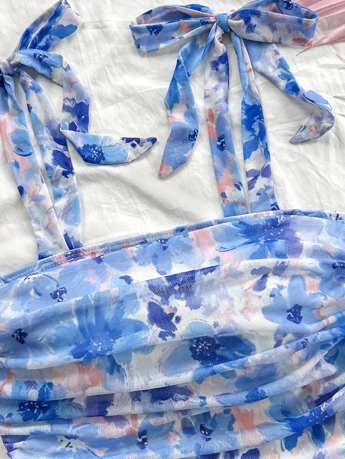 EJVS™ Tie Shoulder Ruched Crop Top