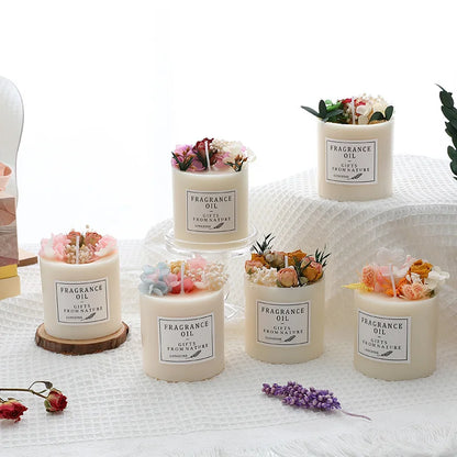 EJVS™ Scented Pillar Candles with Dried Flowers